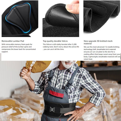 Back Brace for Lower Back Pain, Sciatica, Herniated Disc, Scoliosis, Back Support Belt with Soft Pad, Lightweight Lumbar Support