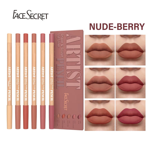 Face Secret Artist Shape Sculpt Lip Liner Pencil Set, Weightless Precise Liner with Super Soft Blendable Texture Matte Soft