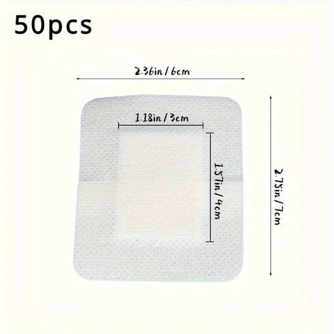 50PCS Non-Woven Medical Adhesive Bandages, Easy Tear Wound Dressing, Individually Wrapped Protection Equipment for First Aid Kit