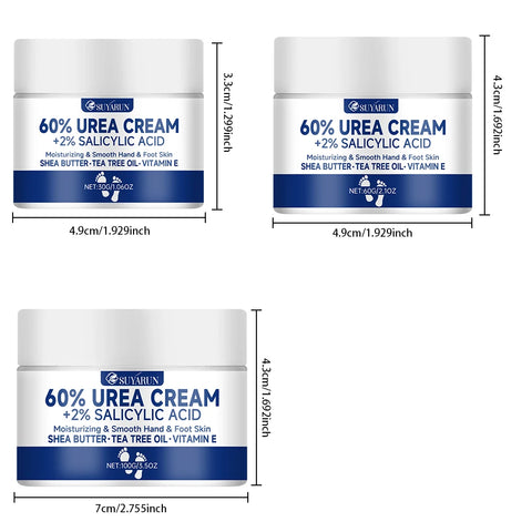 SUYARUN 60% Urea Foot Cream for Cracked Heels & Dry Skin - Intensive Moisturizing Treatment, Callus Remover, Diabetic Foot Care.