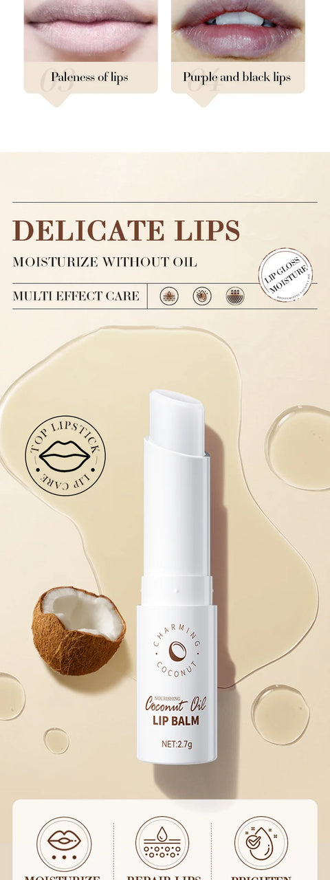 Coconut Lip Balm - Lasting Nourishment and Moisture for Men and Women - Daily Care Lip Balm