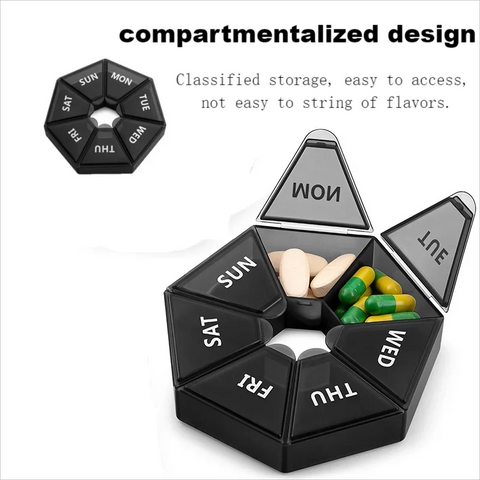 1pc Carry-On Portable One Week Large Capacity Pill Box Dustproof Dispenser Seven Days A Week Transparent Pill Organizers