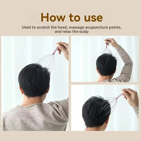 Random Octopus Head Massager Scratching Scalp Relaxation Relief Body Massager Scratcher Relieves Tension Health Care Tools