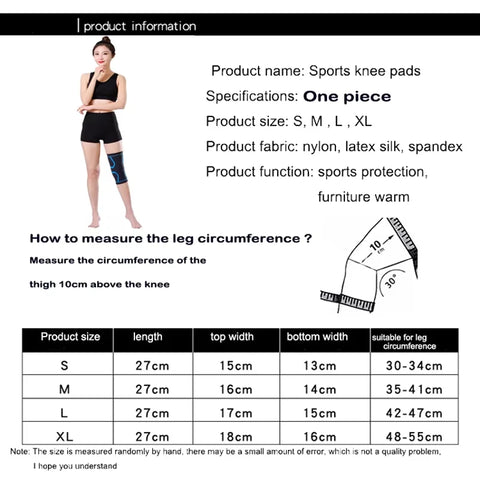 1PC Knee Brace Elastic Compression Knee Sleeve Leg Wrap for Sports Running Fitness Gym Exercise Outdoor Prevent Arthritis