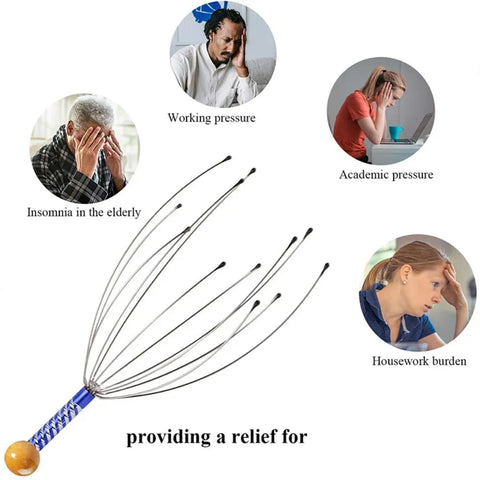 Random Octopus Head Massager Scratching Scalp Relaxation Relief Body Massager Scratcher Relieves Tension Health Care Tools