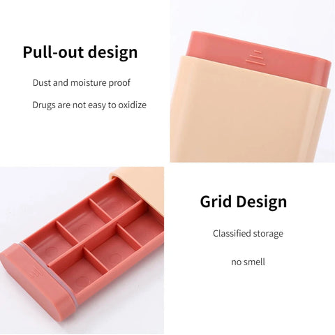 Mini Small Portable Travel Vitamin Box Pill Cases Container Organizer Storage Tablet 7 Days 6 Grids Medicine Fish Oils