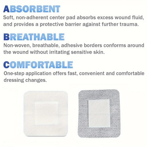 50PCS Non-Woven Medical Adhesive Bandages, Easy Tear Wound Dressing, Individually Wrapped Protection Equipment for First Aid Kit
