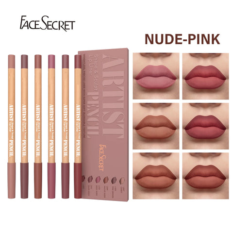 Face Secret Artist Shape Sculpt Lip Liner Pencil Set, Weightless Precise Liner with Super Soft Blendable Texture Matte Soft